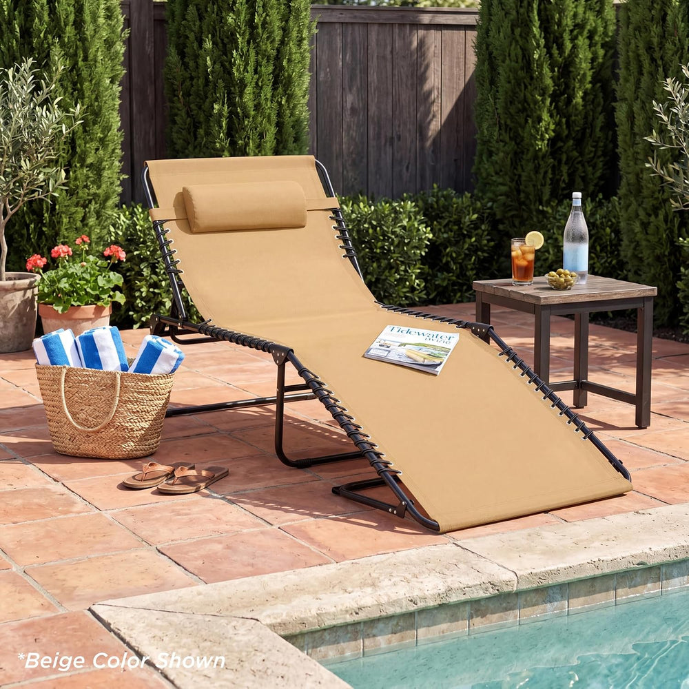 Best Choice Products Folding Patio Chaise Lounge Chair Recliner