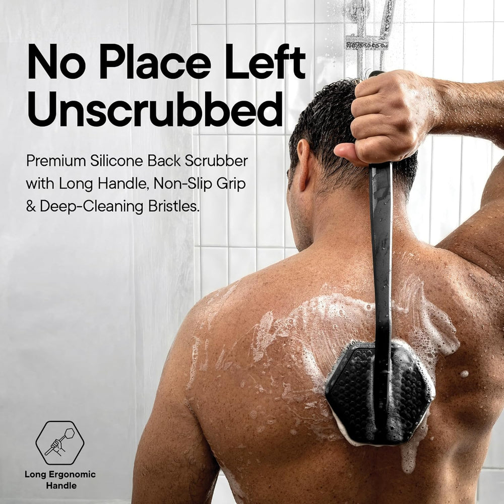 TOOLETRIES Silicone Back Scrubber for Shower with Hook - Charcoal