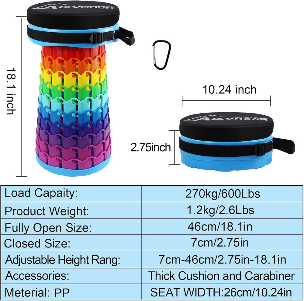 ALEVMOOM 2026 Collapsible Stool with Thick Cushion, H18.1 D10.24 More Sturdy ...