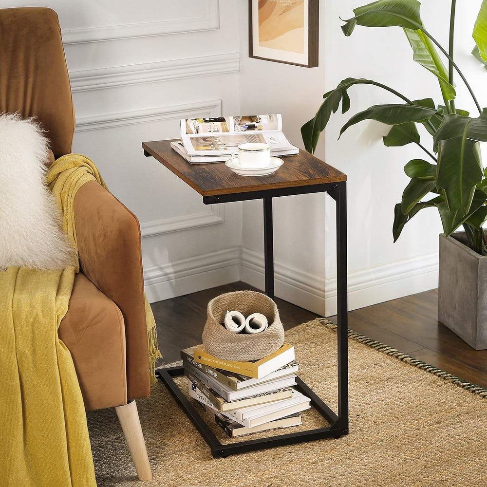 VASAGLE C Shape End Table for Couch or Sofa, Industrial Small Side Table
