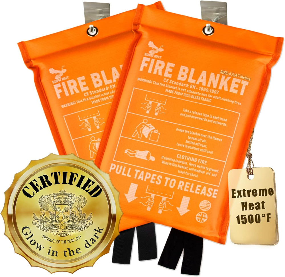 Fire Blanket - 1500F CE Certified Emergency Fire Blanket for Home & Kitchen