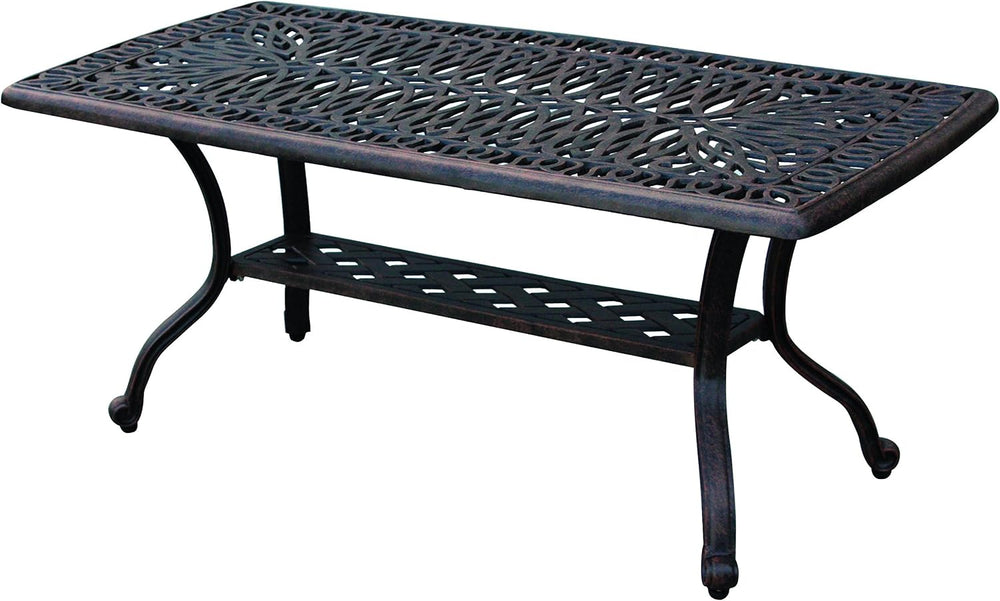 Darlee Elisabeth Cast Aluminum Rectangular Coffee Table, 21'' x 42