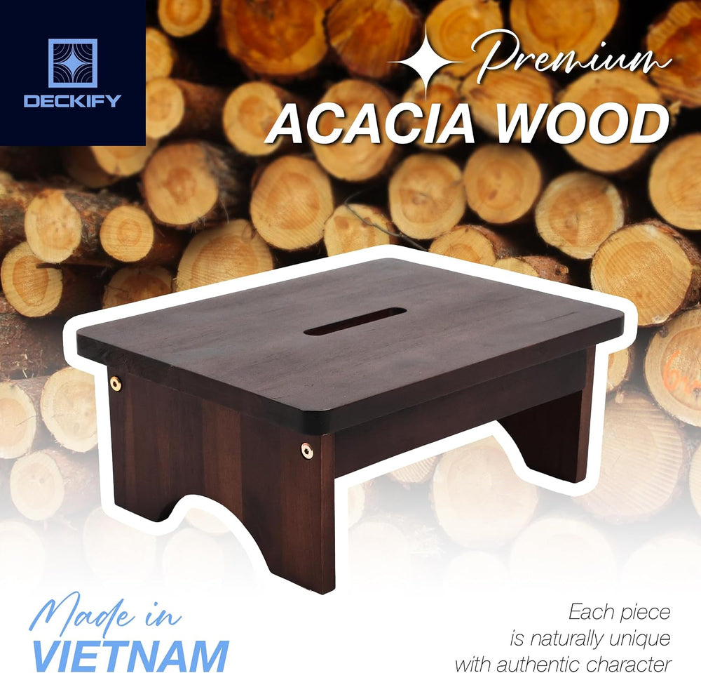 Wooden Step Stool for Adults, Non-Slip, Rich Walnut, 6.5 Inch