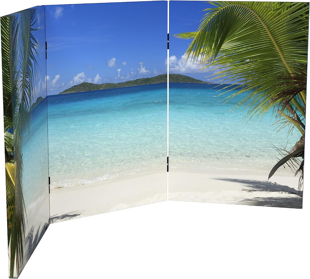 Red Lantern 2 ft. Short Double Sided Beach Canvas Folding Screen 3 Panel Free...