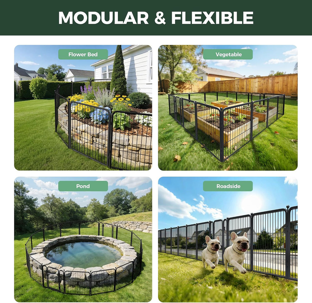 FXW No Dig Garden Fence, Outdoor for Yard, 24in(H) x 11.4ft(L), 6 Panels