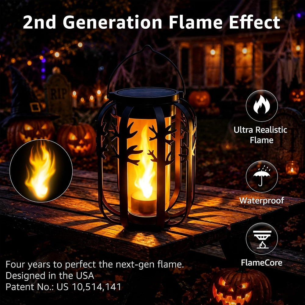 Halloween Solar Lanterns Outdoor 2Packs 4 Lighting Modes USB-C Rechargeable