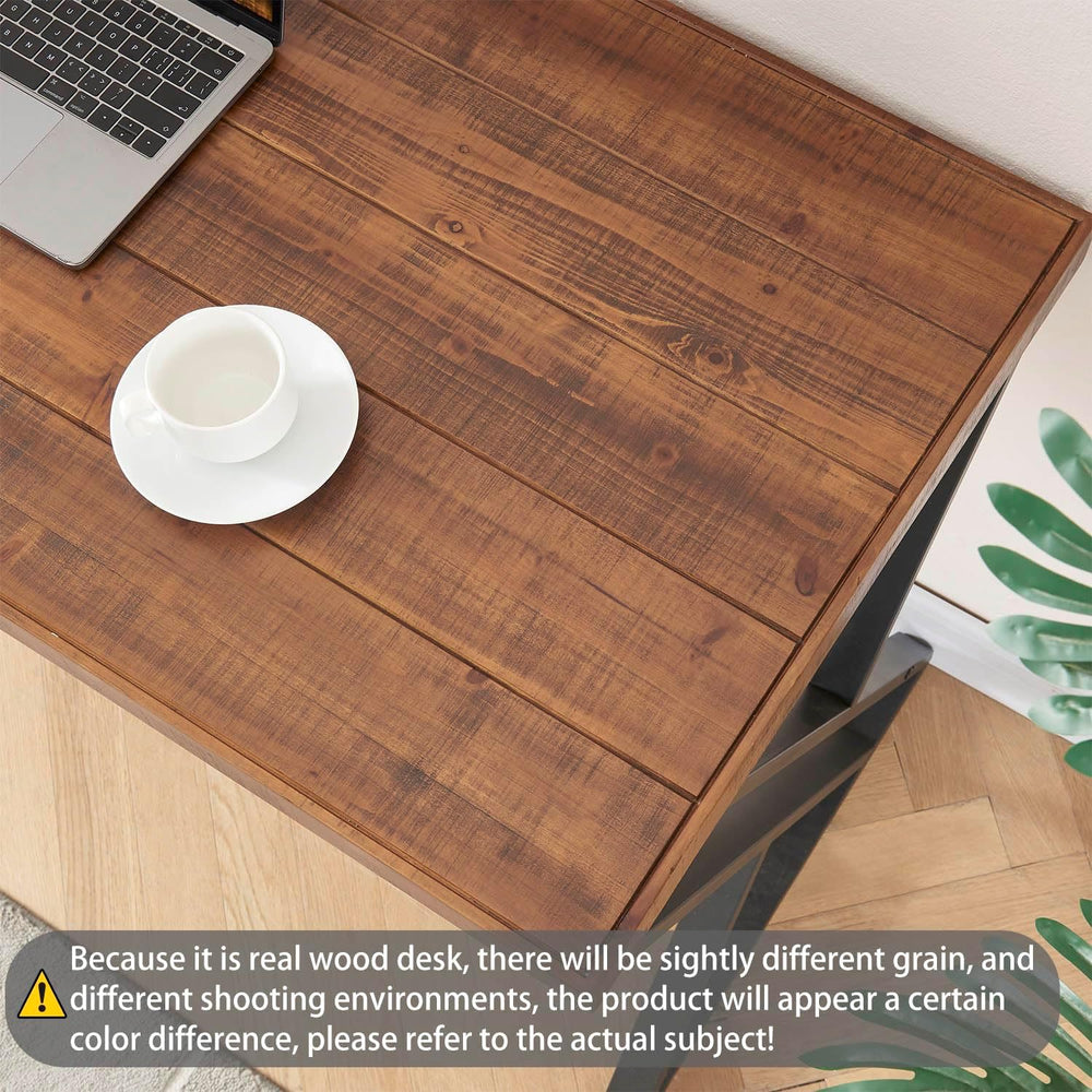 60" Real Wood Computer Desk, Natural Solid Wood Writing Desk
