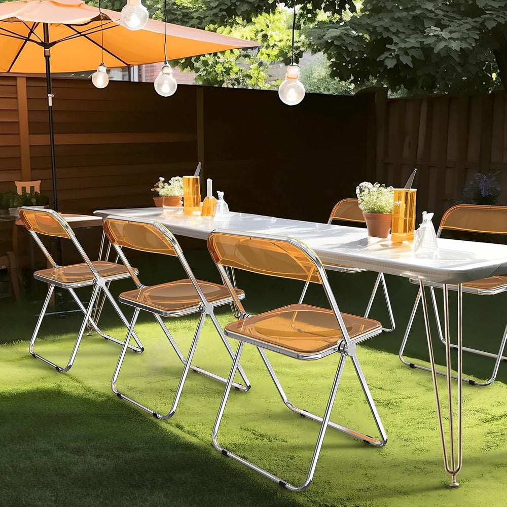 VINGLI Acrylic Folding Chairs 4 Pack, Clear Chair Foldable and Stackable, Pla...