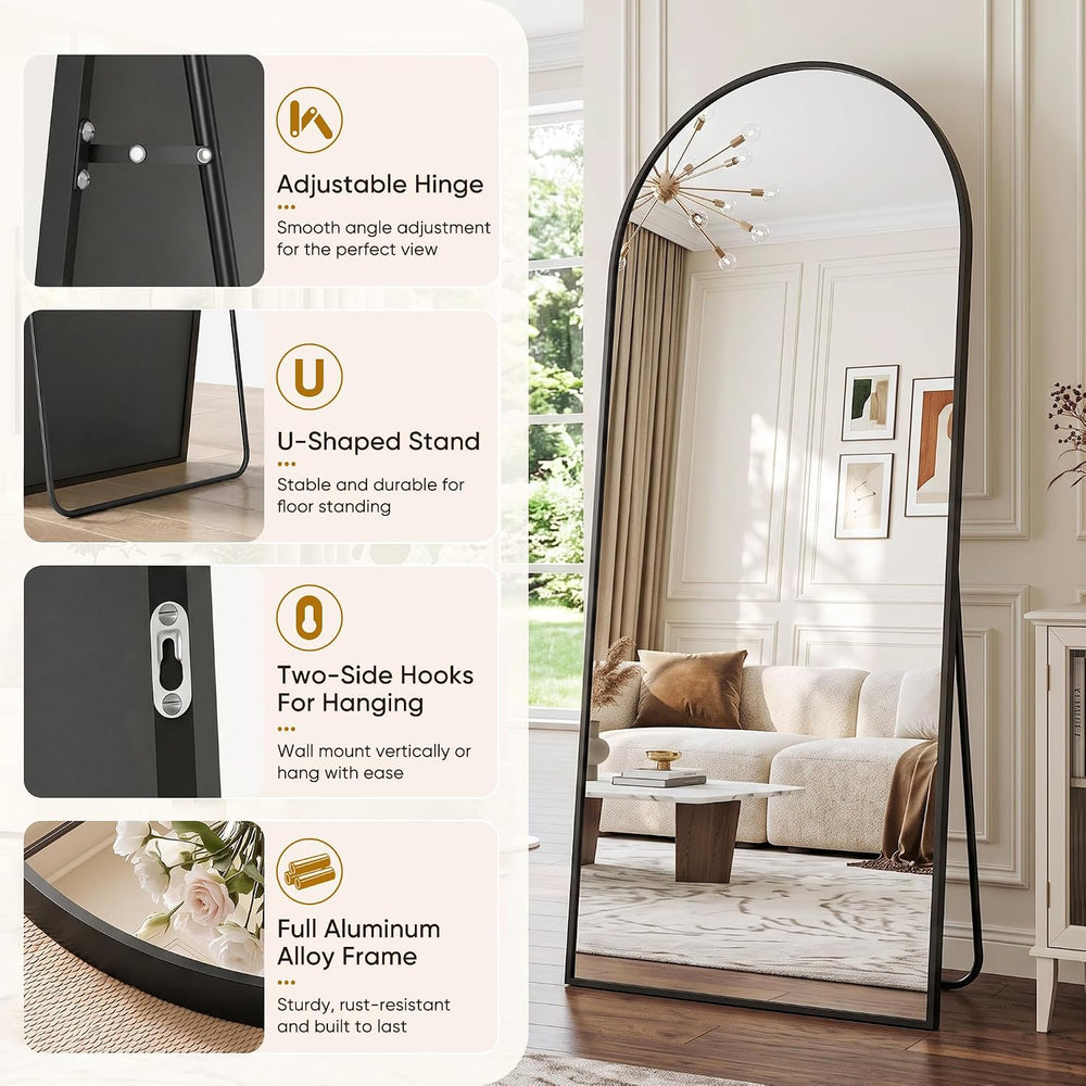 Antok 58"x20" Arched Full Length Mirror with Stand, Floor Mirror, B...