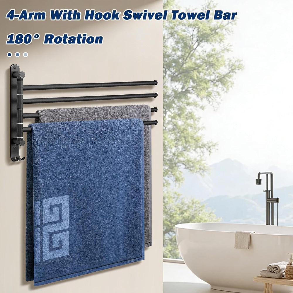 NearMoon Swivel Towel Rack, 19.5" Thicken 304 Stainless Steel 4-Arm Towe...
