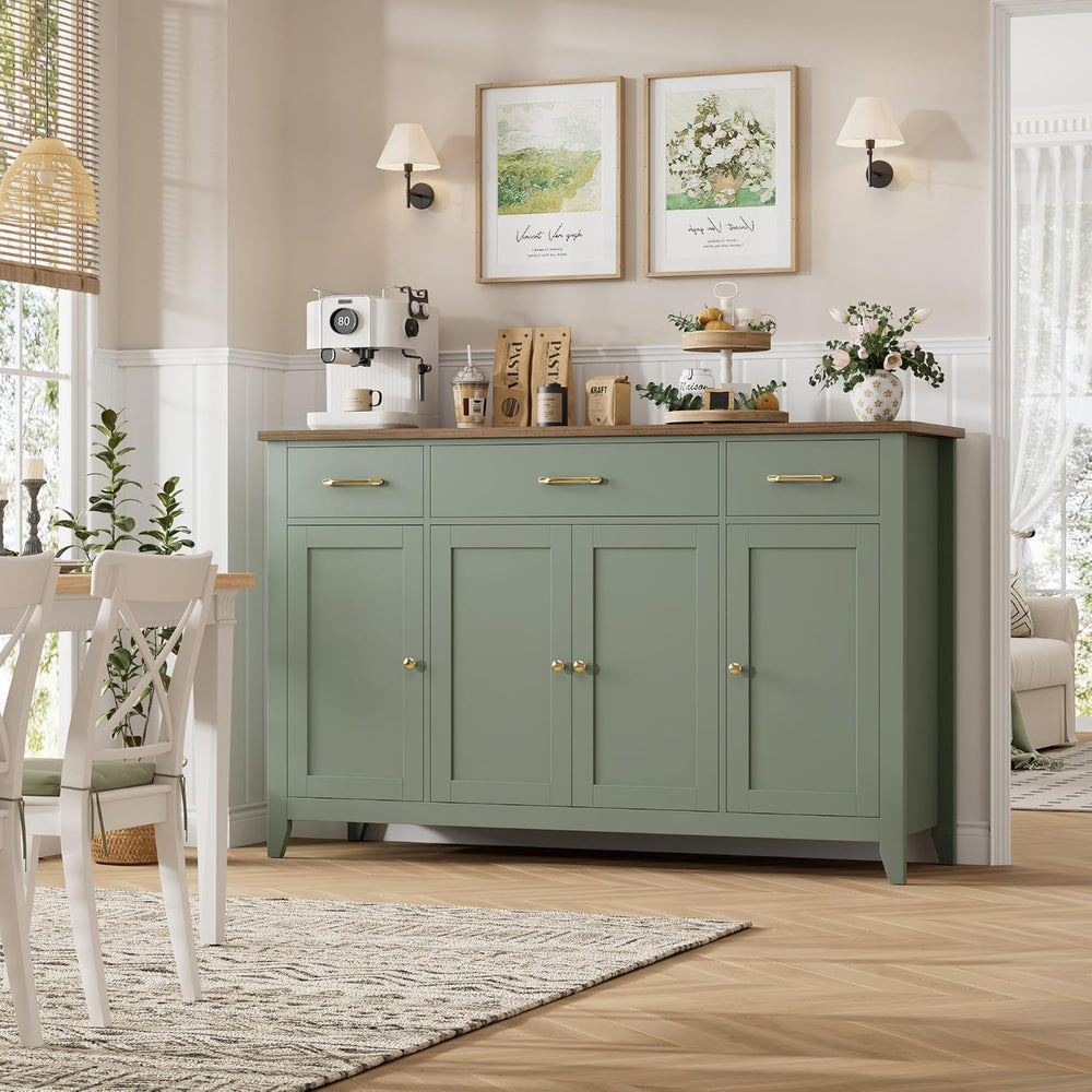 HORSTORS 55" W Buffet Cabinet with Storage, Kitchen Storage Cabinet, Green