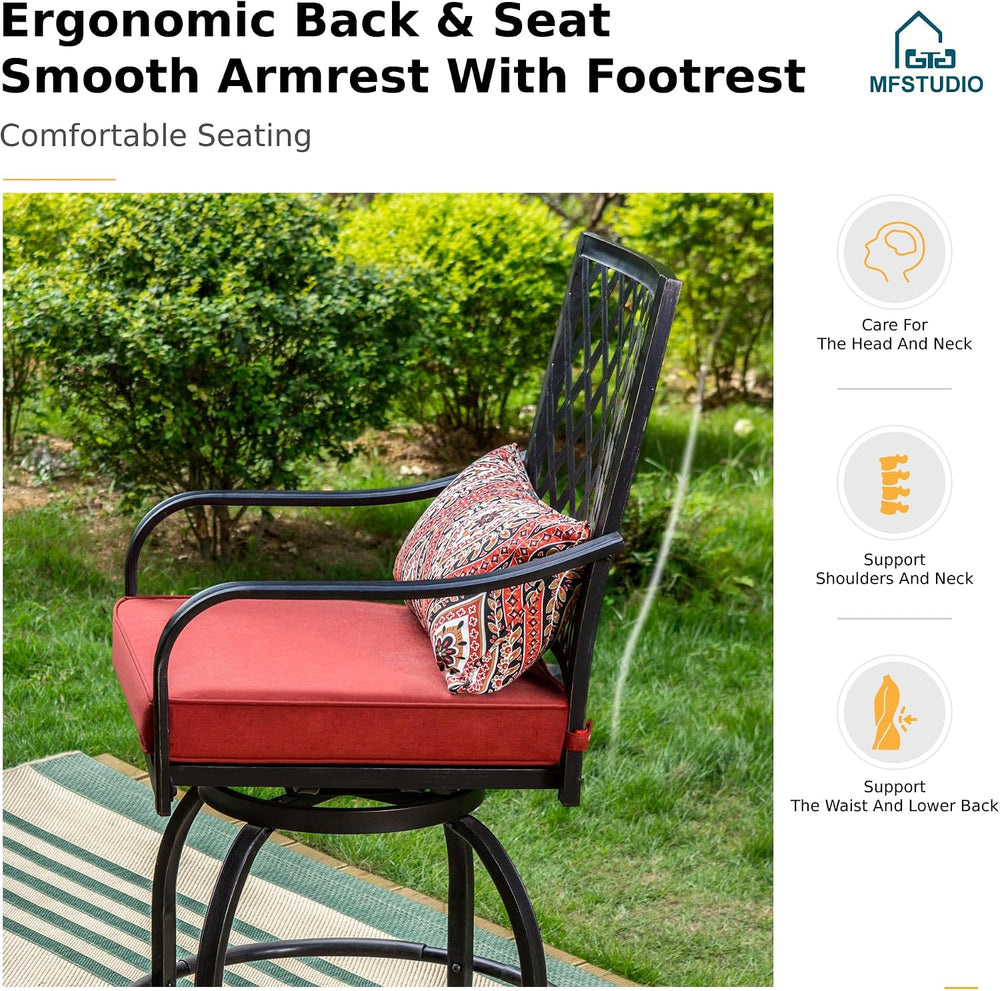 MFSTUDIO 5-Piece Bar Height Patio Table and Chairs, Red