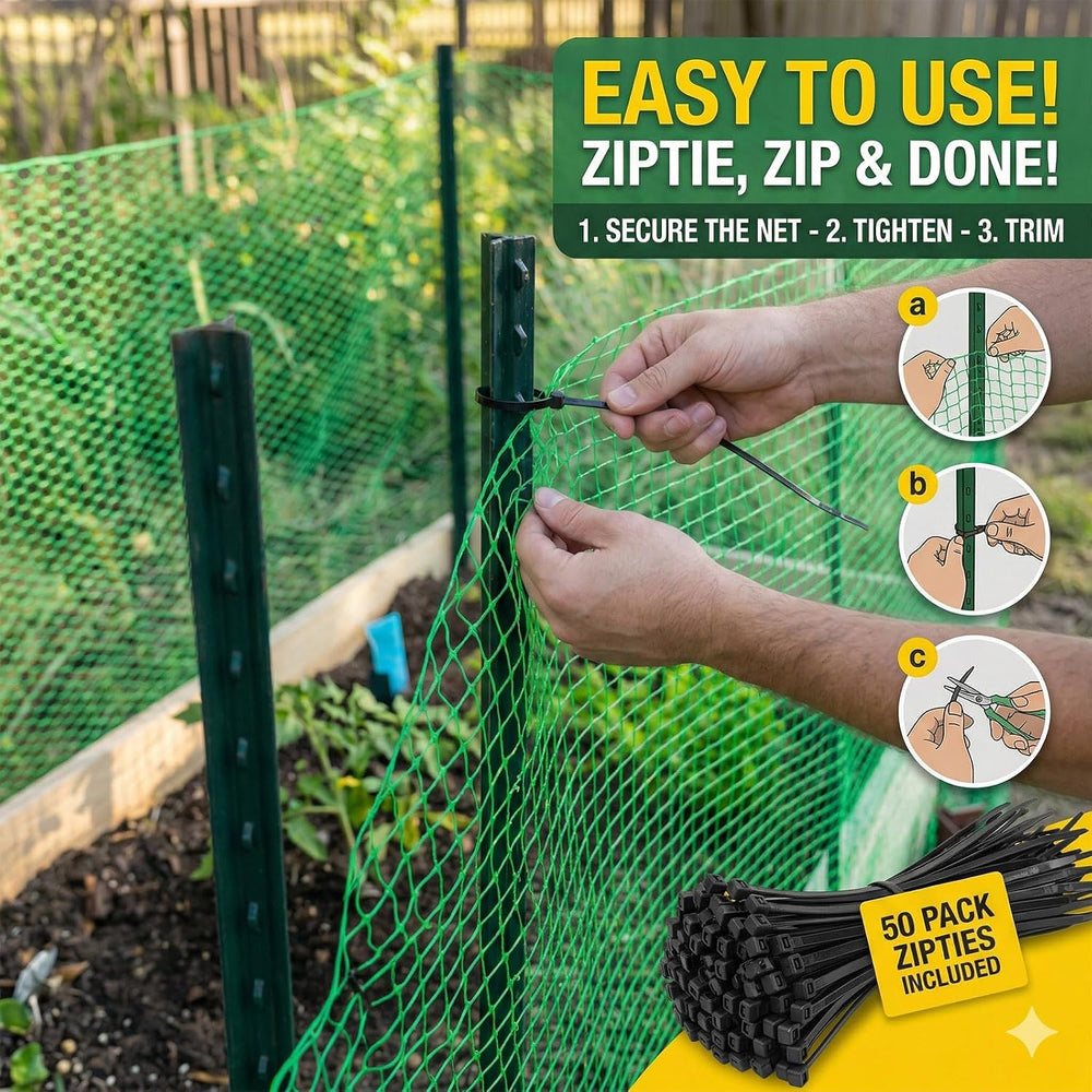 7x100 FT Deer Fence Netting, Plastic Mesh Roll, Garden Protection, Green