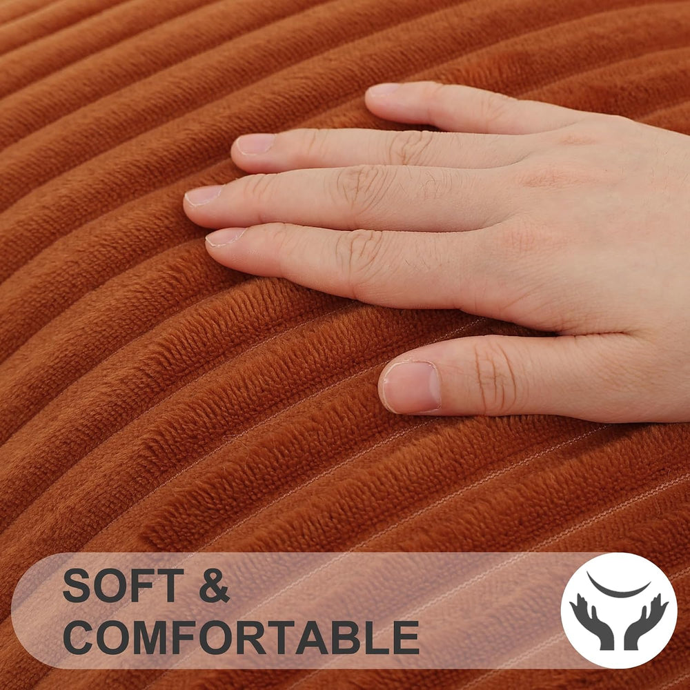 Simmore Fall Soft Rust Flannel Throw Pillow Covers 22X22 Set of 2
