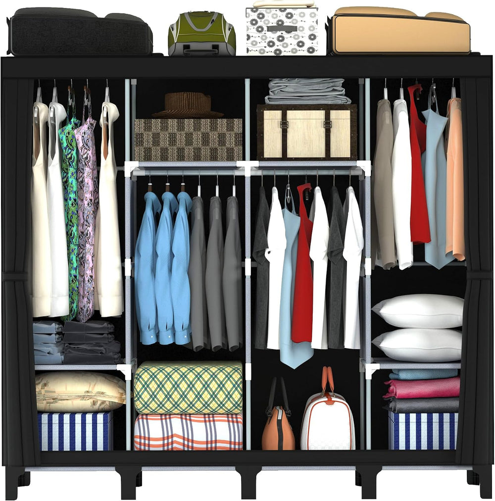 Portable Closet for Bedroom, 67" H x 67.7" H (Black, X-Large)