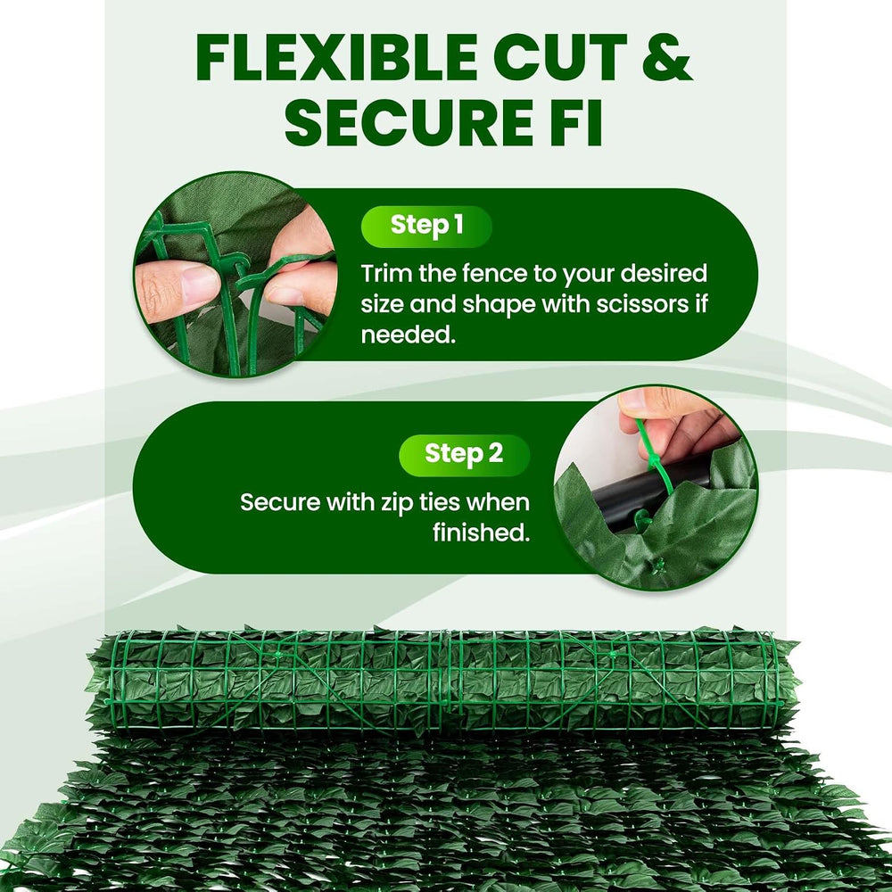 Artificial Ivy Privacy Screen Fence Panel, 240 x 40 in, 2400 Dense Leaves