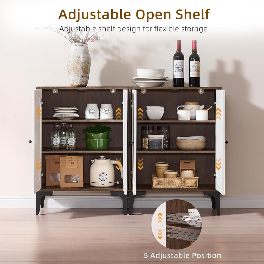 Storage Cabinet with 2 Arched Doors, Walnut/White, 1PCS