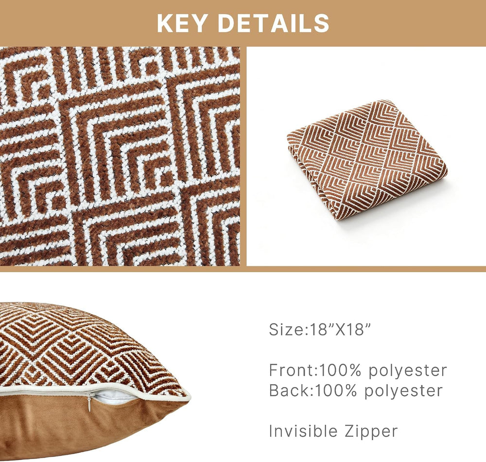 Brown Decorative Throw Pillow Covers 18"x18"