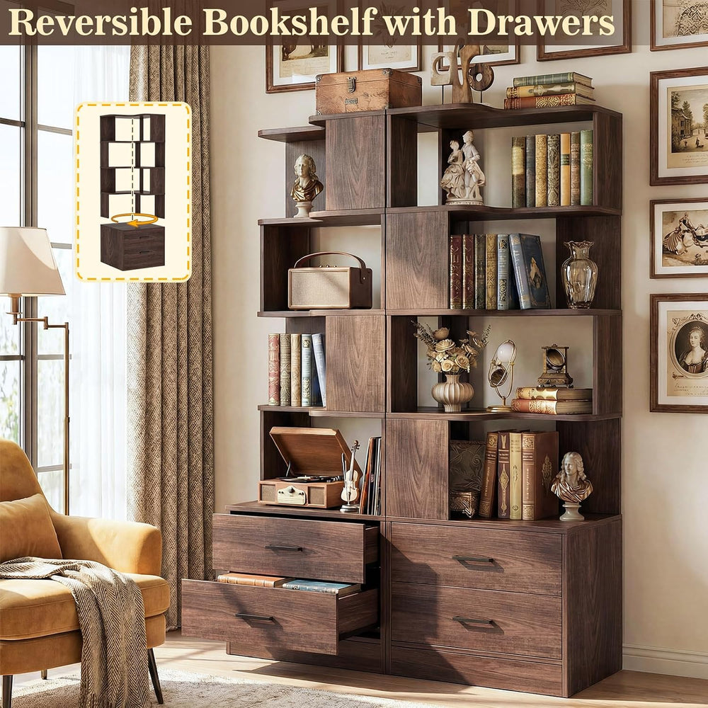 Armocity Corner Book Shelf with Drawers, Small Corner Shelf with Drawers