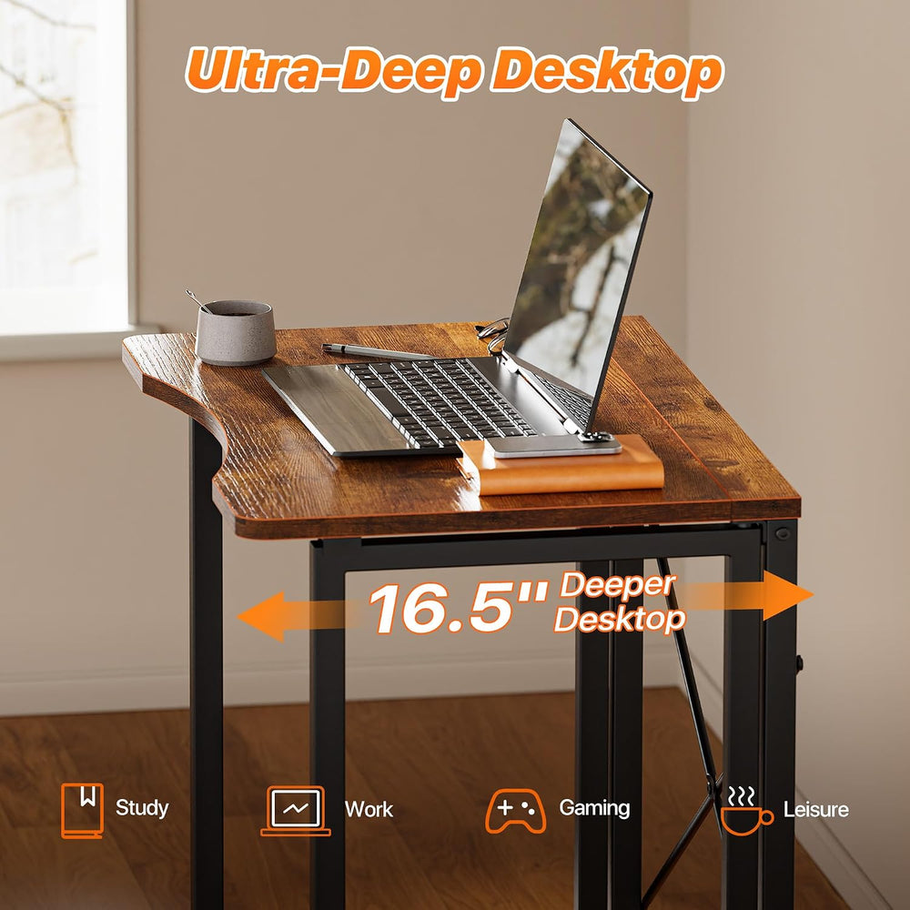 Huuger Folding Desk for Small Spaces, 23.6 Inch Foldable Computer Table