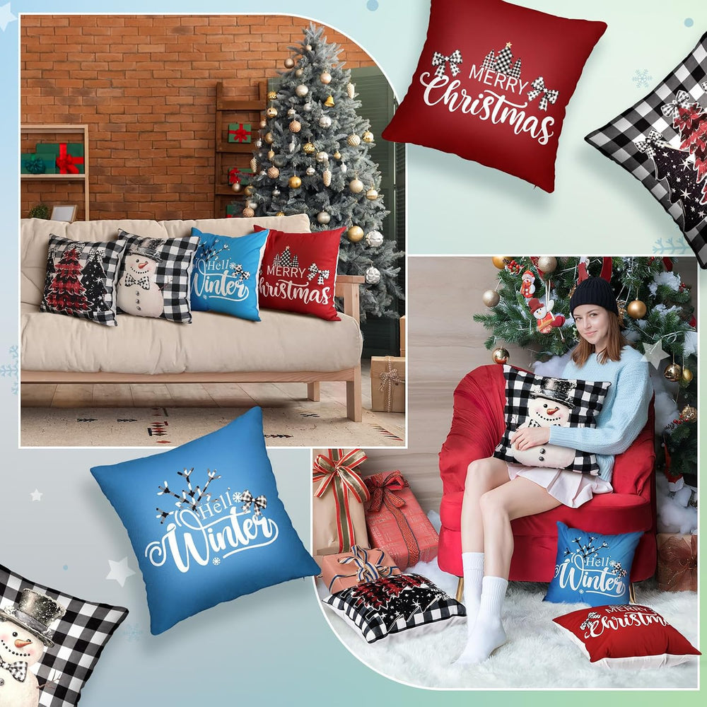 Mindsoft 20 Pcs Holiday Pillow Covers 18x18, Fall Christmas Throw Cover