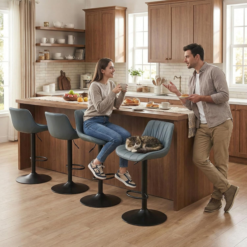 YOUNIKE Grayish Green Bar Stools Set of 2 for Kitchen Island