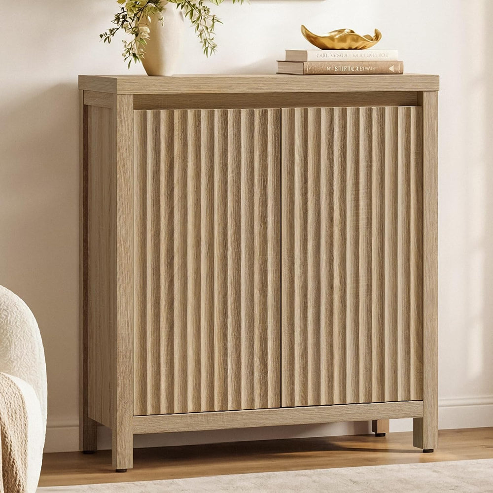 SICOTAS Sideboard Buffet Cabinet with Storage, Fluted Credenza Buffet Table