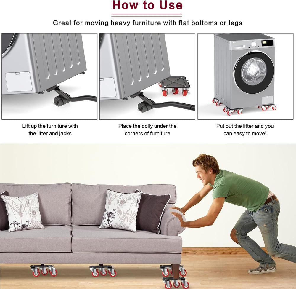 Heavy Duty Furniture Dolly with 5 Wheels, 3300 lbs Load Capacity for Easy Mov...