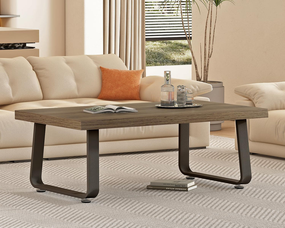 HSH 47" Wood Rectangle Coffee Table for Living Room, Rustic Oak