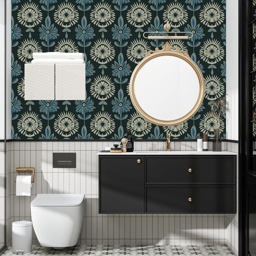 BOKEBEVE Extra Long Green Leaf Wallpaper Stick and Peel Boho 17.5 x 393.5In