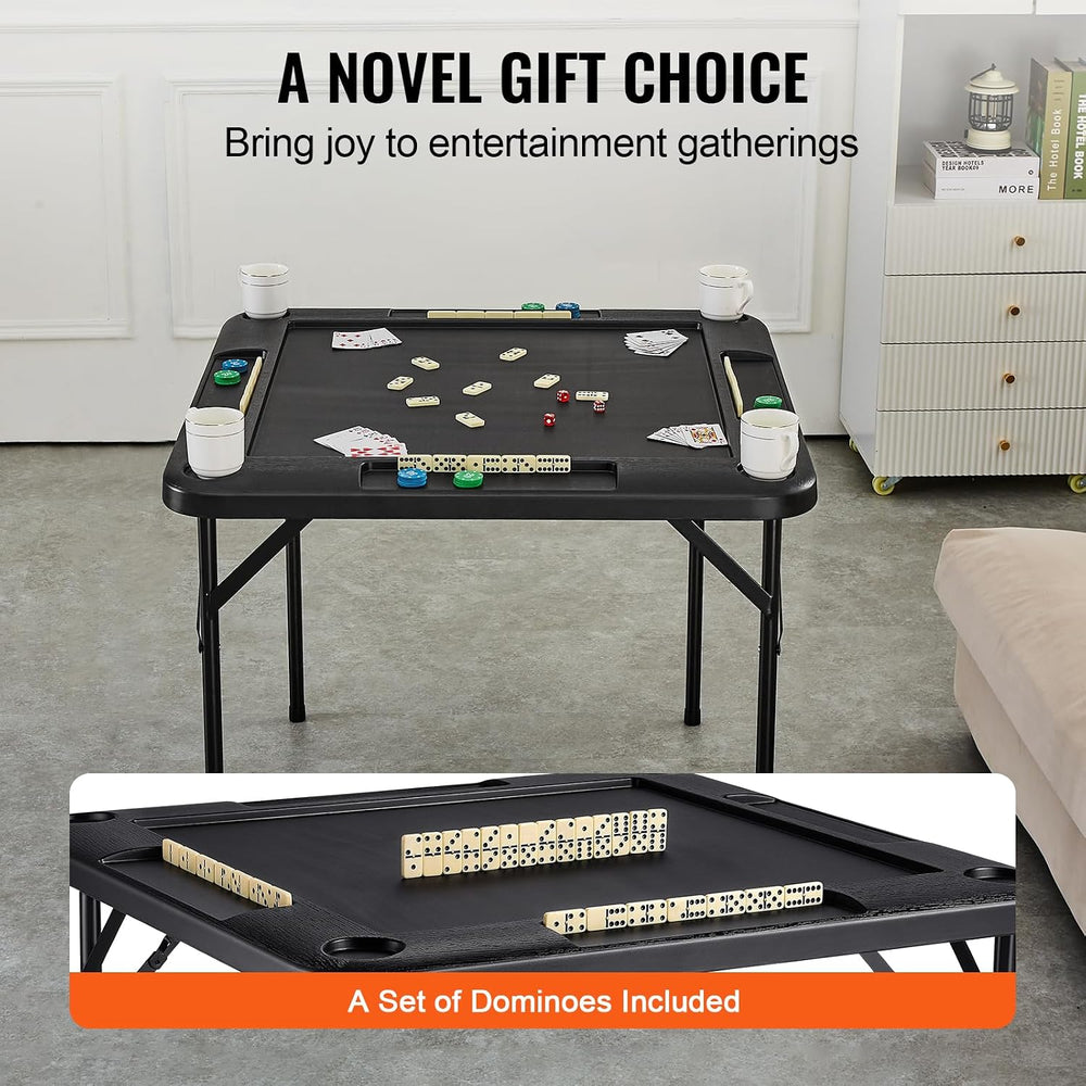 VEVOR Folding Card Table Square 4 Player Mahjong Domino Game Set