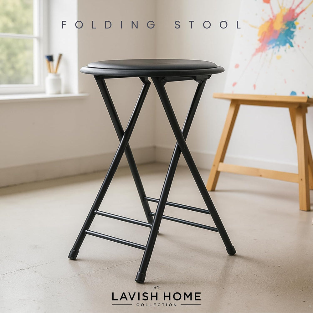 Folding Stool - Portable Backless 24-Inch Stool with 225lb Capacity, Single
