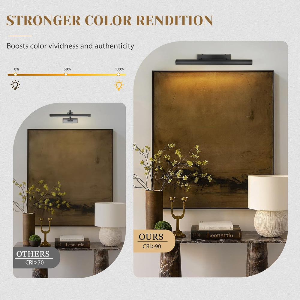 Matte Black Picture Lights for Wall, 24" Art Light Hardwired, 3-Light Br...