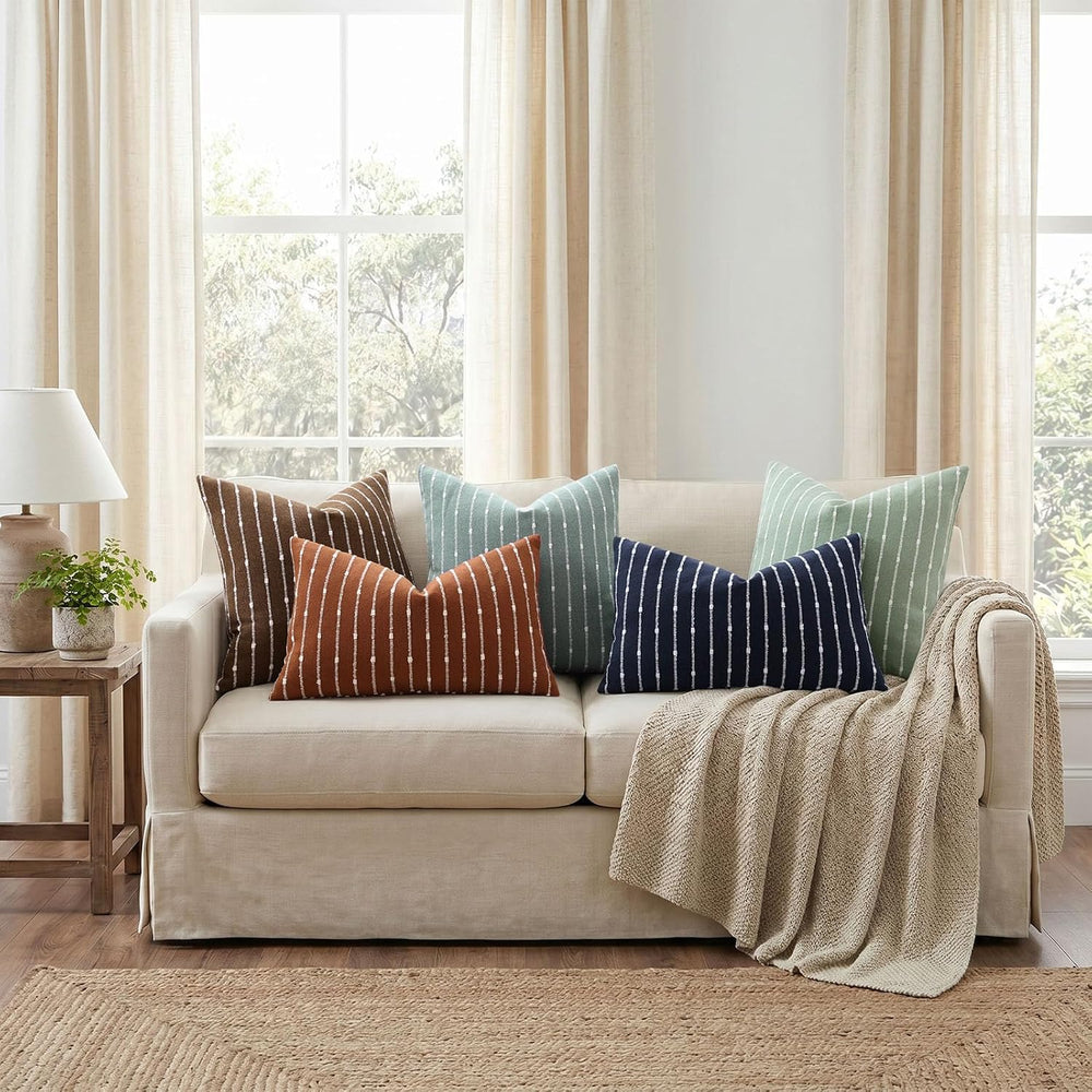 decorUhome Striped Decorative Throw Pillow Covers 24x24 Set of 2, Teal