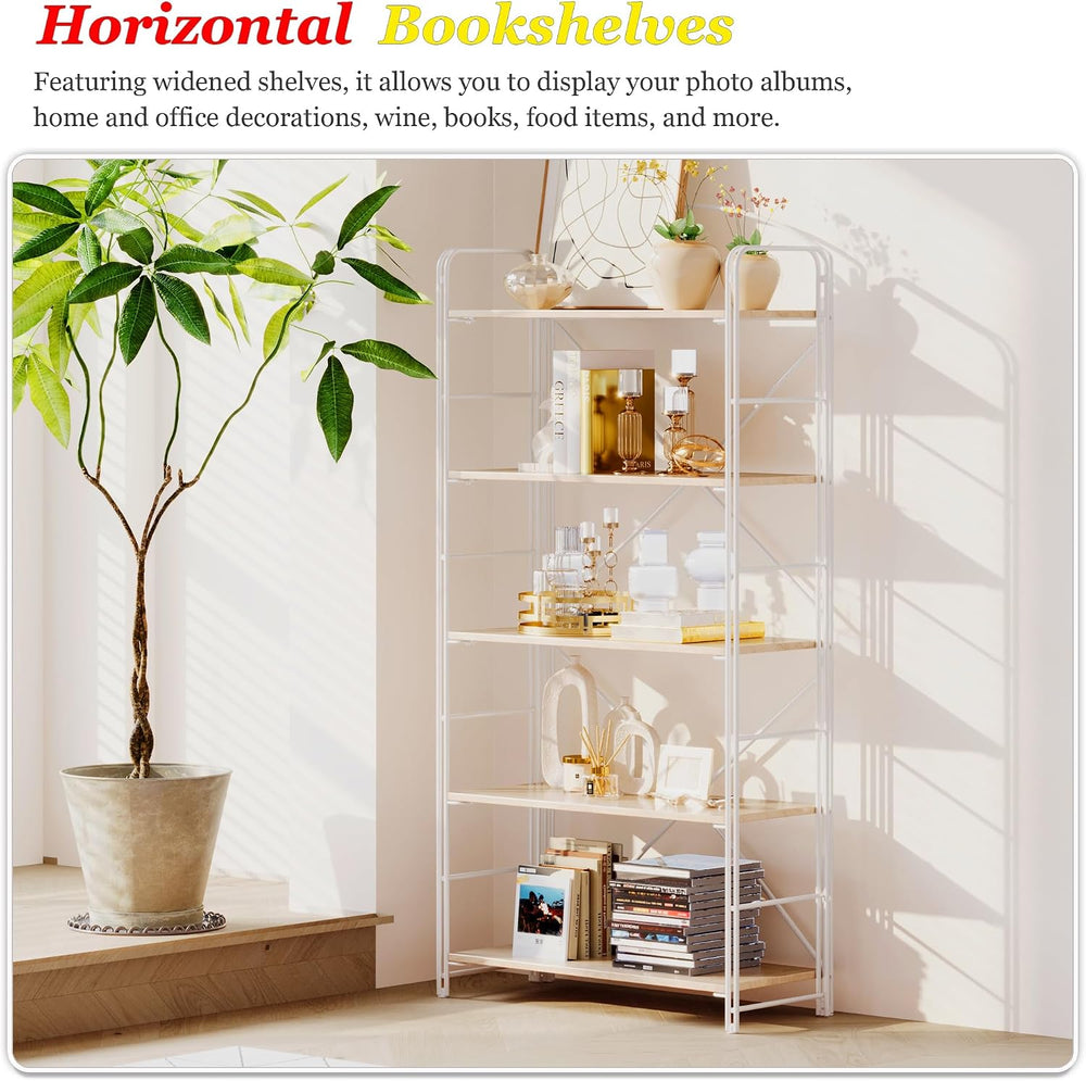 UDD Folding Bookshelf No Assembly, 54.1" H x 23.7" W, 5 Shelf Folda...