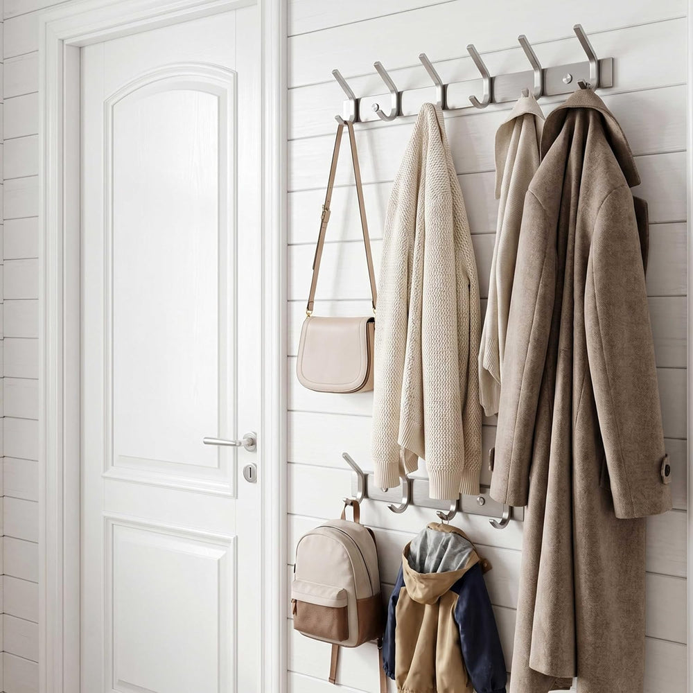 WEBI 2 Packs, Heavy Duty Stainless Steel 304 Hook Rail Coat Rack, Satin Finis...