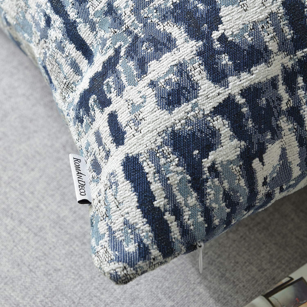 Jacquard Decorative Throw Pillow Covers for Couch Set of 2, 22x22 Inches, Nav...