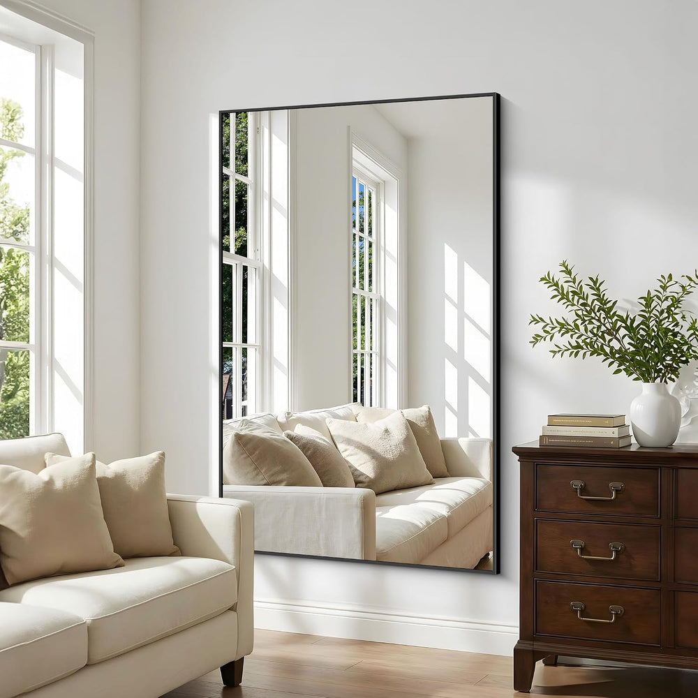 36x55 Inch Bathroom Mirror, Black Framed Rectangle Vanity Mirrors for Wall