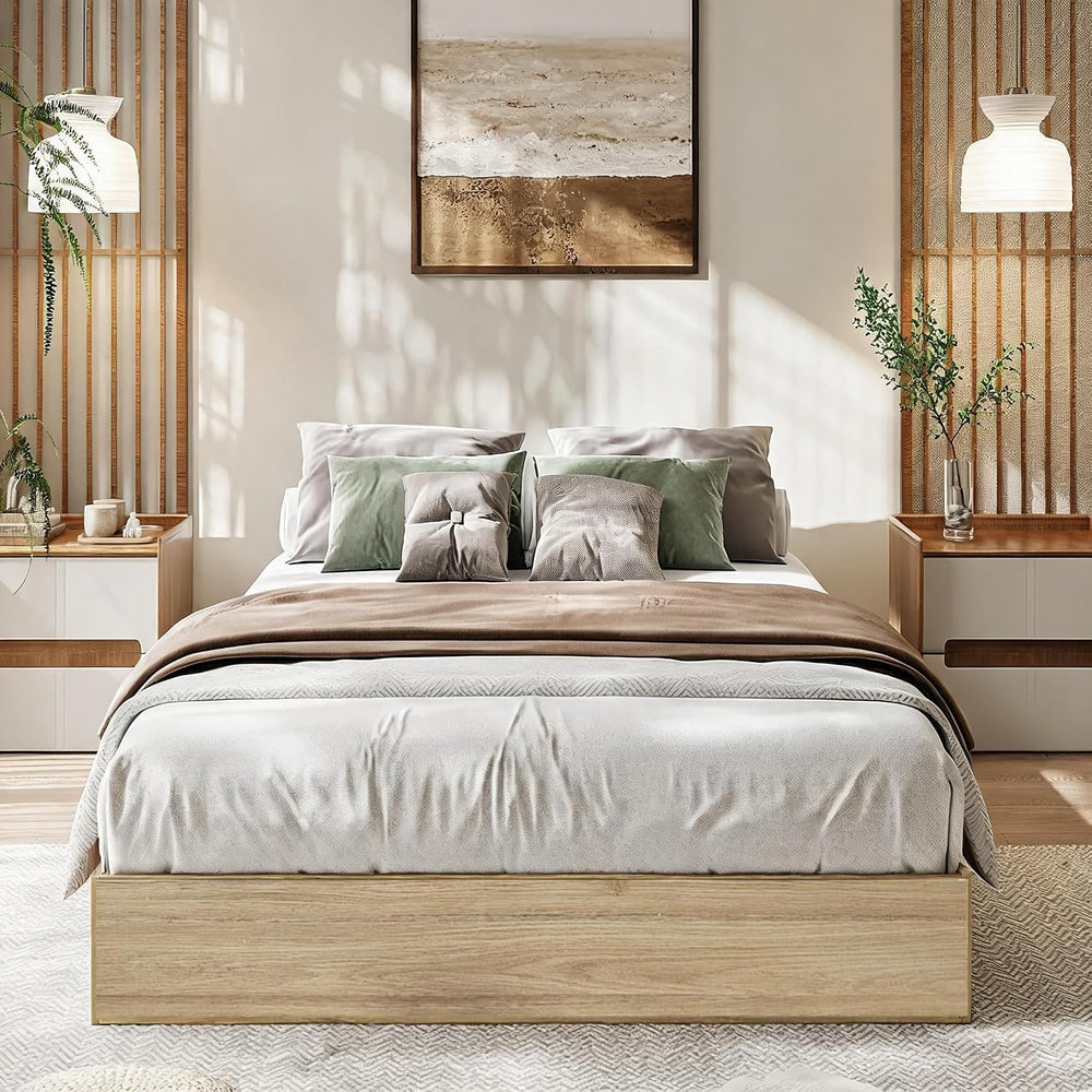 Twin XL Bed Frame, Wood Platform Bed with Sturdy Wooden Slats