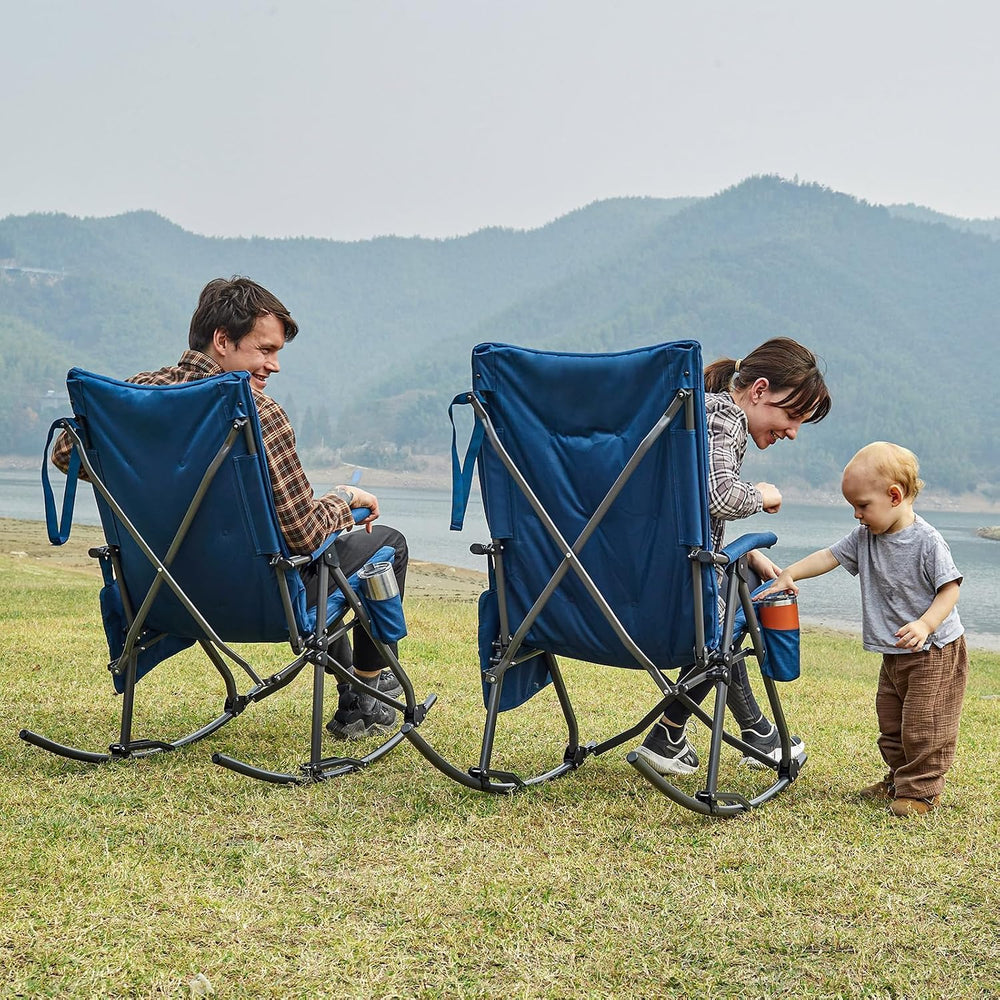 EVER ADVANCED Oversized Folding Rocking Camping Chair, Padded