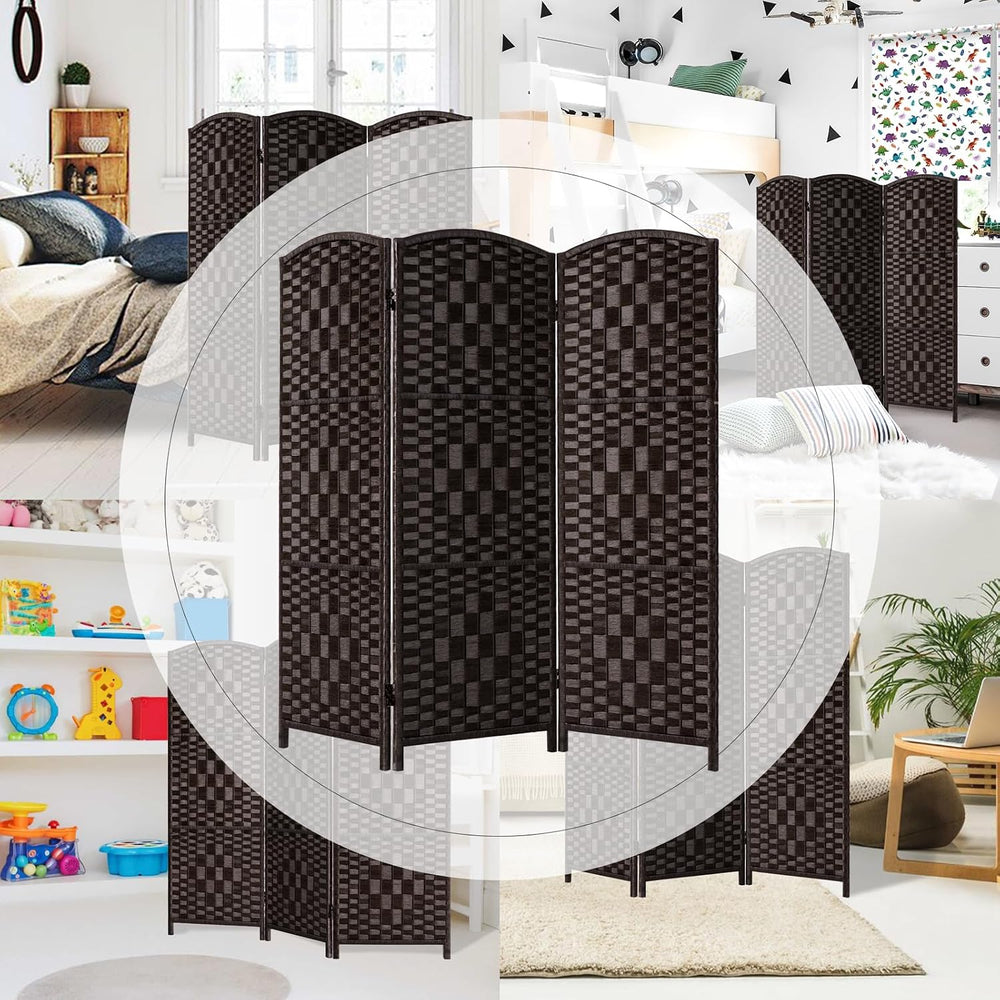 HALLYBEE Short Room Divider Folding Privacy Screens,3 Panel Dark Mocha