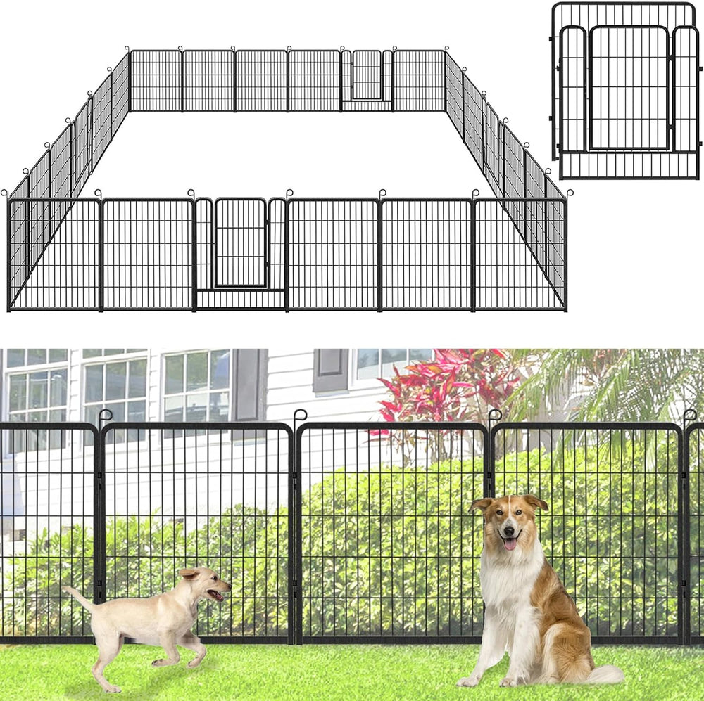 Decorative Metal Garden Fence with Gate, 32in(H) x 64Ft(L) No Dig Fence 24 Pa...
