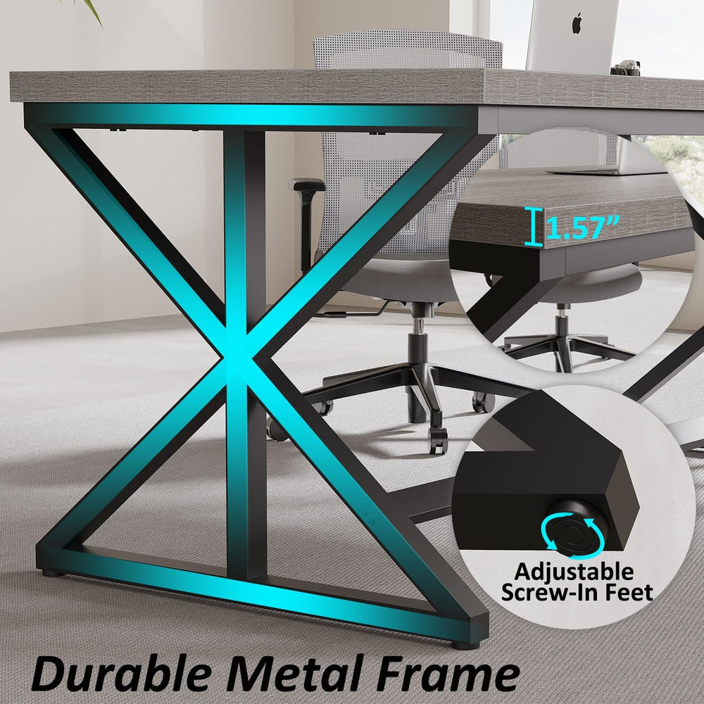 IBF Computer Desk, Industrial PC Laptop Office Desk Ligh Grey 47 Inch
