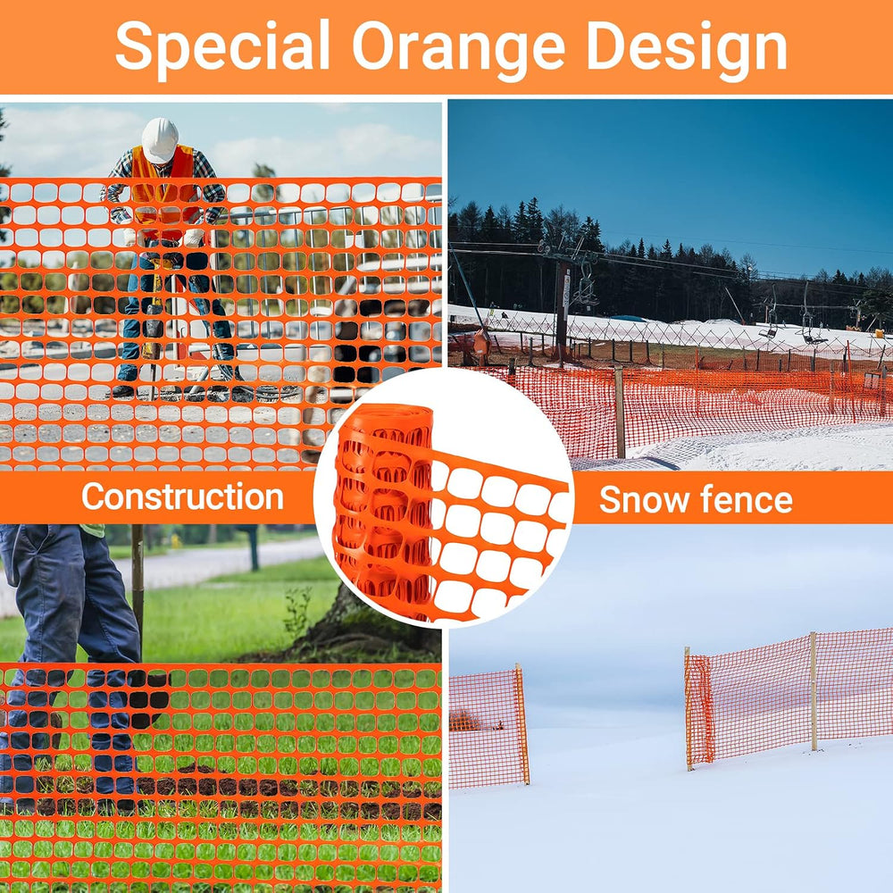 DOEWORKS Plastic Safety Fence, 4 ft x 100 ft Barrier Netting, Orange