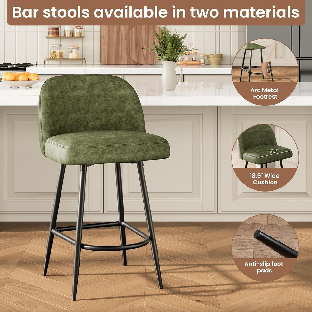 Garvee 26'' Bar Stools Set of 4, Counter Stools with Back & Thick...