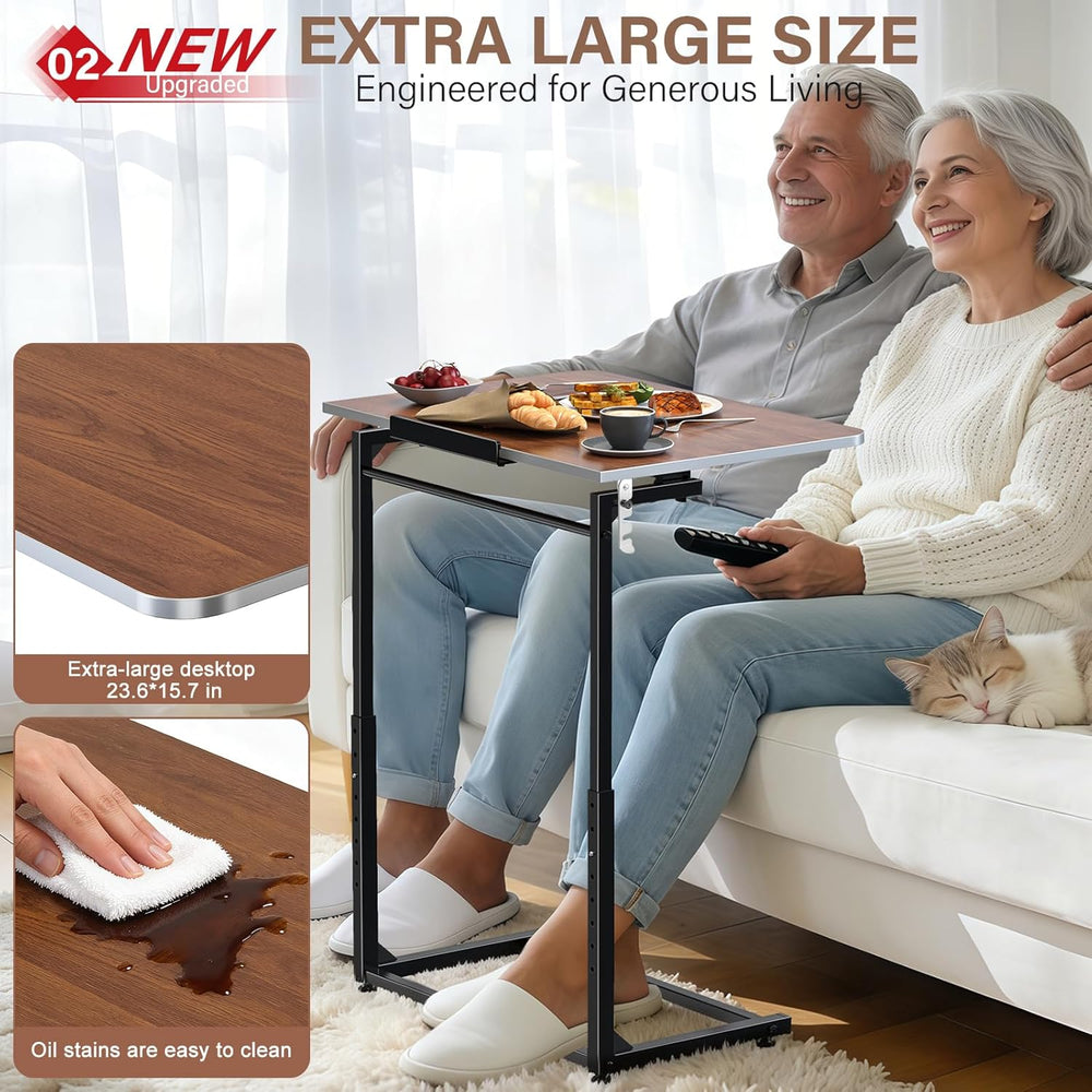 Extra Large Heavy Duty TV Tray Table, 23.6" Folding C-Shaped Laptop Desk...