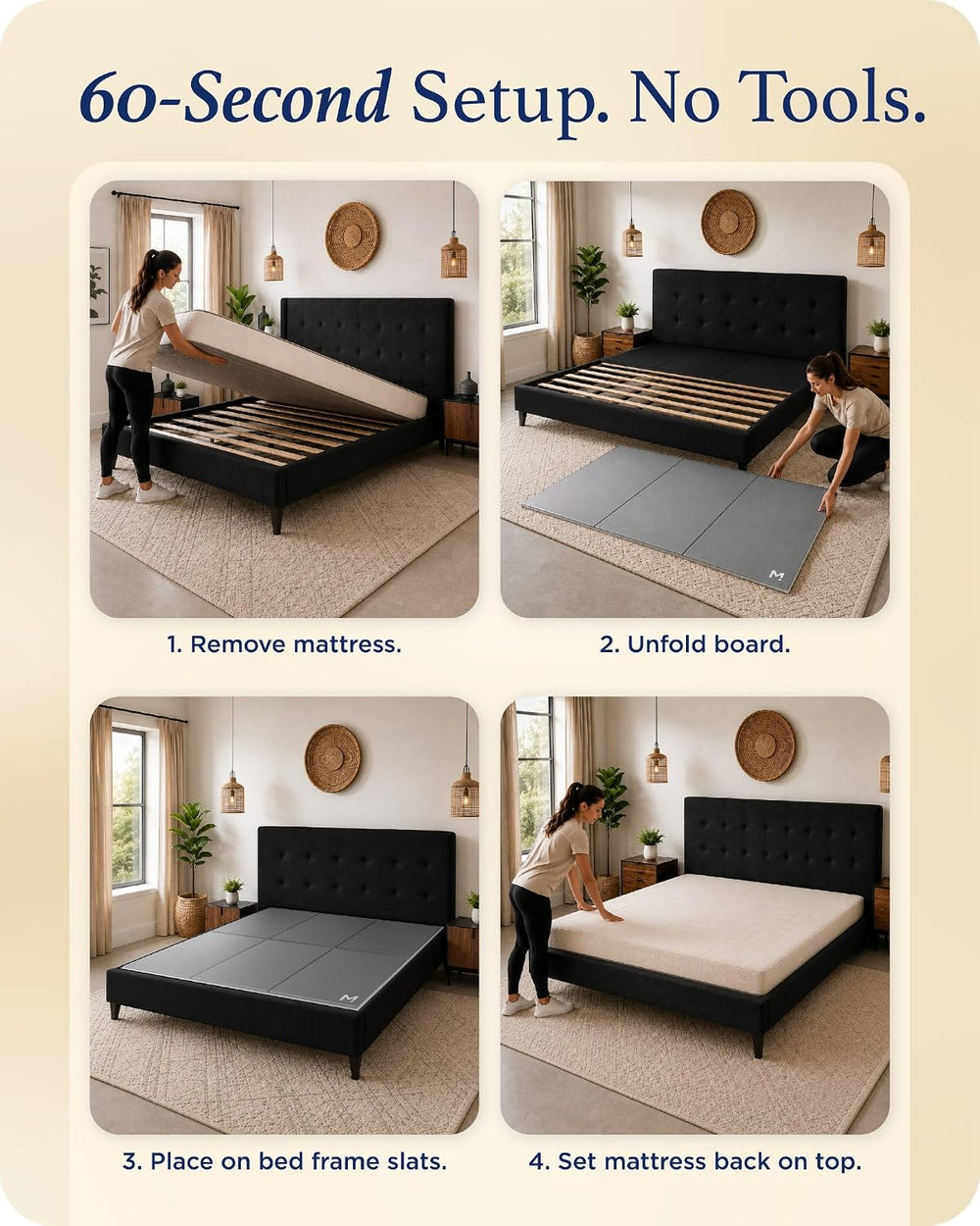 Meliusly Original Bunkie Board Queen Size (60x80) - Under Bed Support