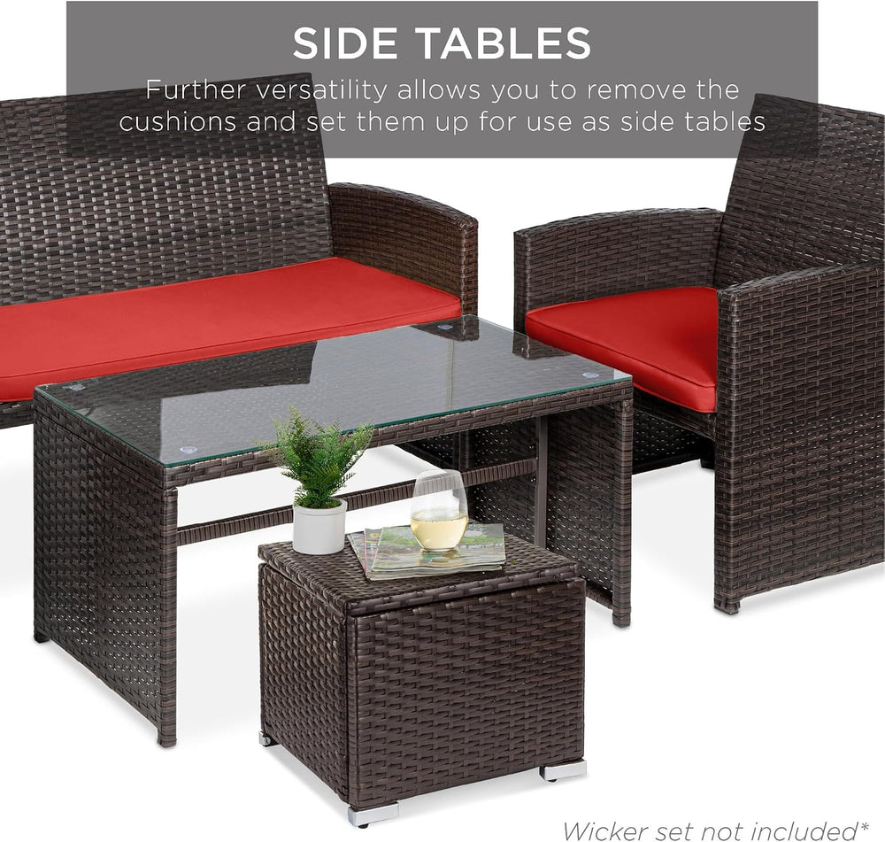 Best Choice Products Set of 2 Wicker Ottomans, Multipurpose Outdoor Furniture...