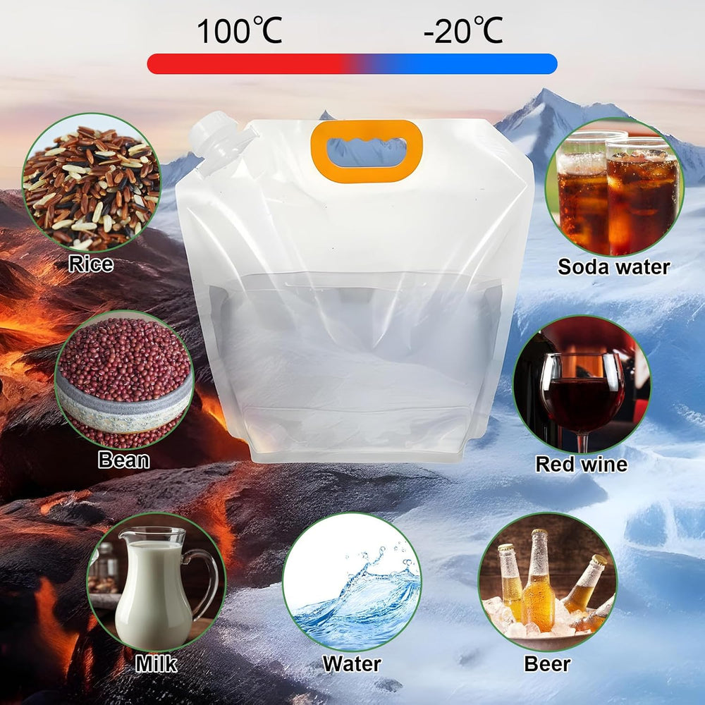 20Pcs 1.3Gallon Collapsibles Water Container Bag Bulk, Emergency Container Ca...