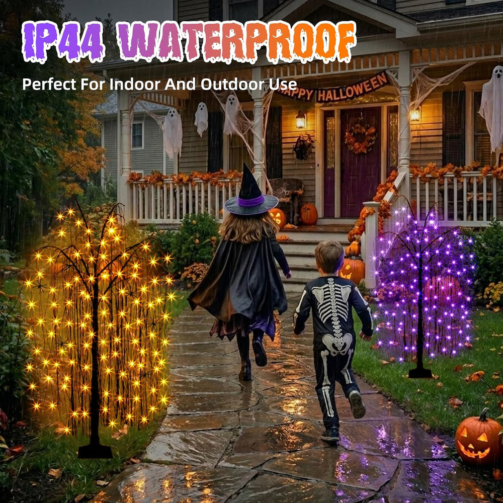 EAMBRITE Halloween Tree 4 FT Lighted Black Spooky Willow Tree Outdoor